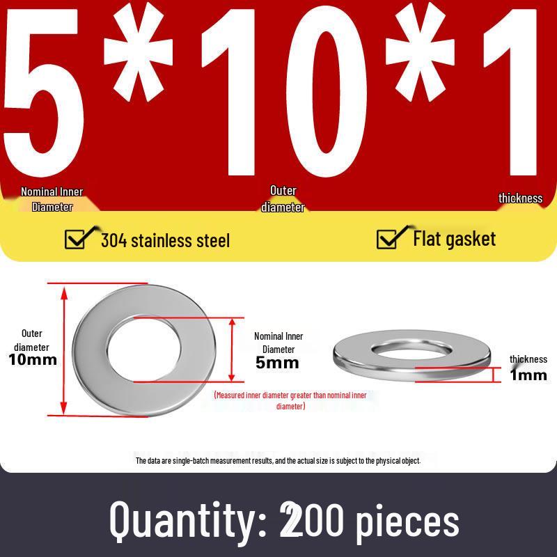 Plochá podložka z nerezové oceli 304 pro nastavení vůle hřídele (0,1/0,2/0,3 mm)