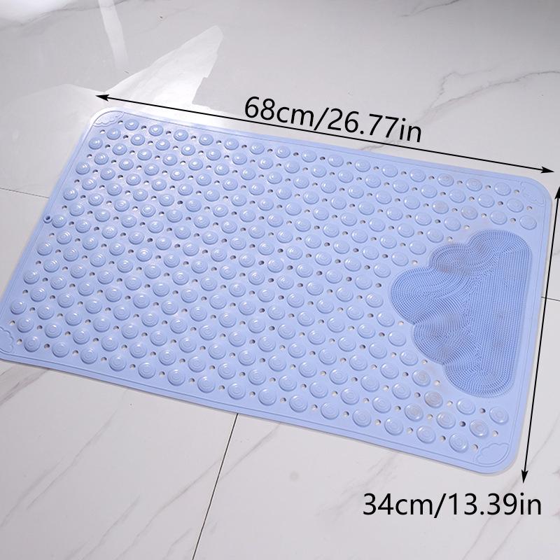 

Non-Slip Pvc Bath Mat - Rectangular Massage Nubs Shower And Bathroom Safety Rug - 0.8Cm 34*68Cm Thick, Dot Pattern Light blue