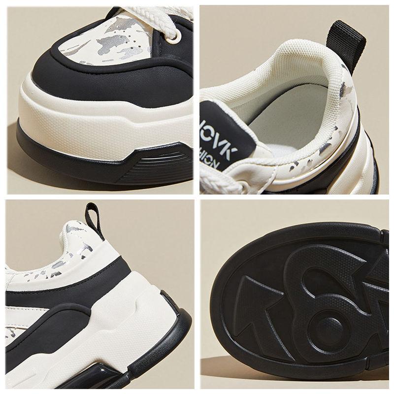 Fujin 8.5cm Synthetic Genuine Leather Spring Autumn Boots Mixed Color Chunky Sneakers Women Comfy Vulcanize High Brand Shoes