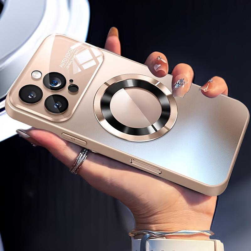 Titanium iPhone Case for 17 Air 16 15 14 Pro Max, Luxury Matte Magnetic Cover with Camera Lens Protector, Anti-Scratch Wireless Charging Phone Shell