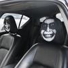 2 Stück Universal Autositzbezug Schwarz Totenkopfmuster Autositz Kopfstütze Auto Kopfstützbezug Halloween