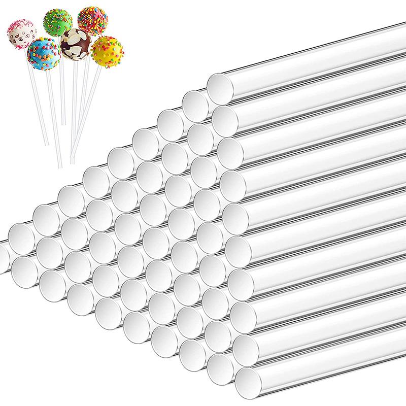100Pcs Cake Lollipop Stick Acrylic Clear Sticks Plastic Cakes Topper Tools Mold