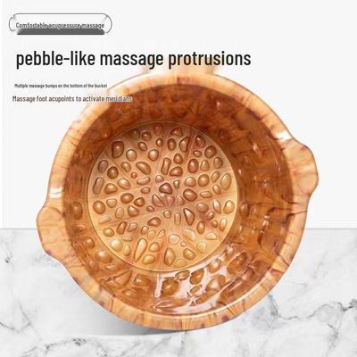 Seau de Bain de Pieds Imitation Bois avec Couvercle pour Usage Domestique - Parfait pour Tremper et les Soins des Pieds