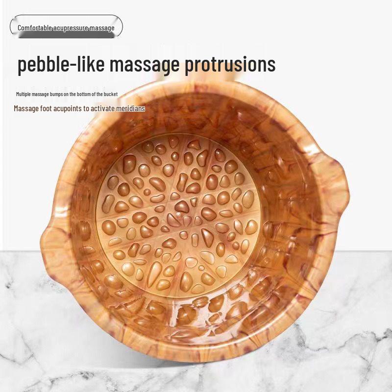Imitation Wooden Foot Bath Bucket with Lid for Home Use - Perfect for Soaking and Foot Care