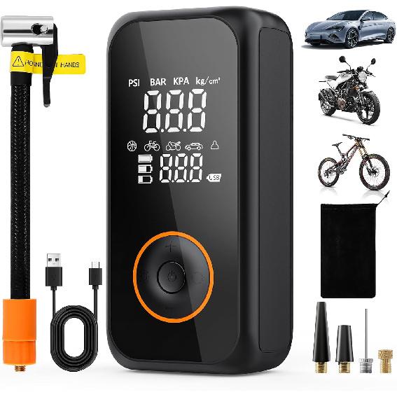 Tire Inflator Portable Air Compressor,3X Faster Inflation Air Pump for Car Tires,150PSI Cordless Electric Air Comperssor with Gauge Pressure and Auto