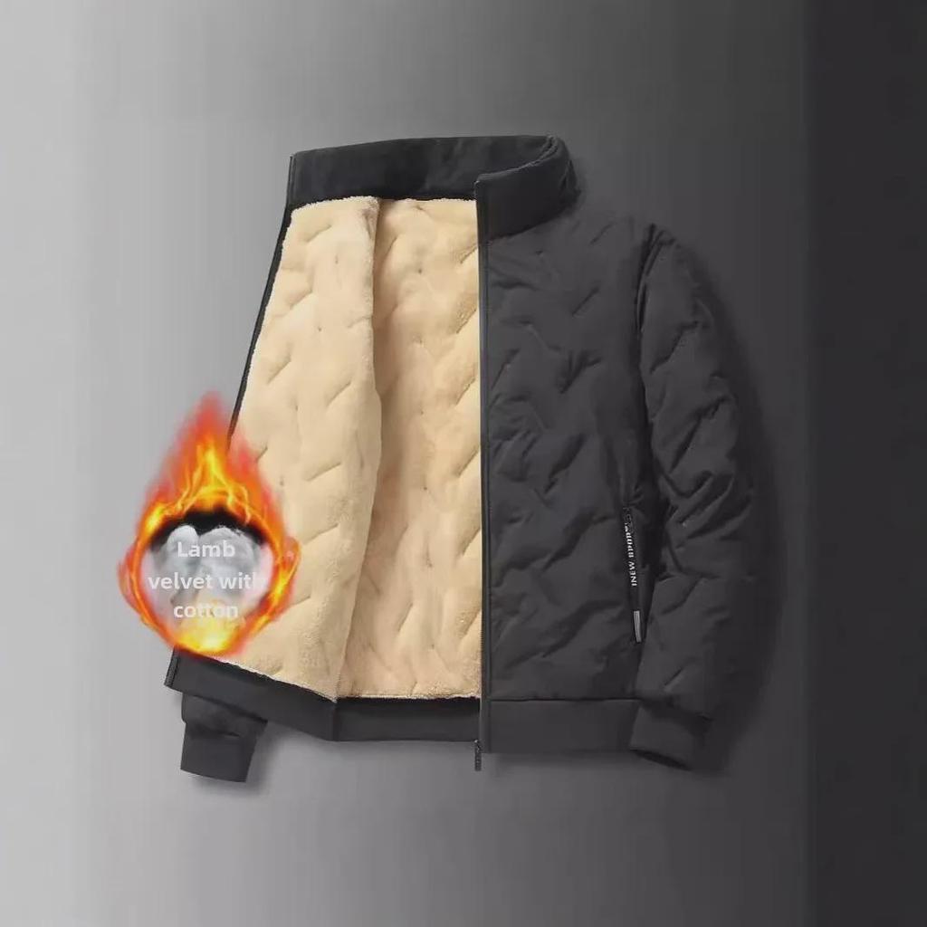 Men's Windproof Plush Lambskin Coat – Thick, Versatile, Large-Size Winter Jacket