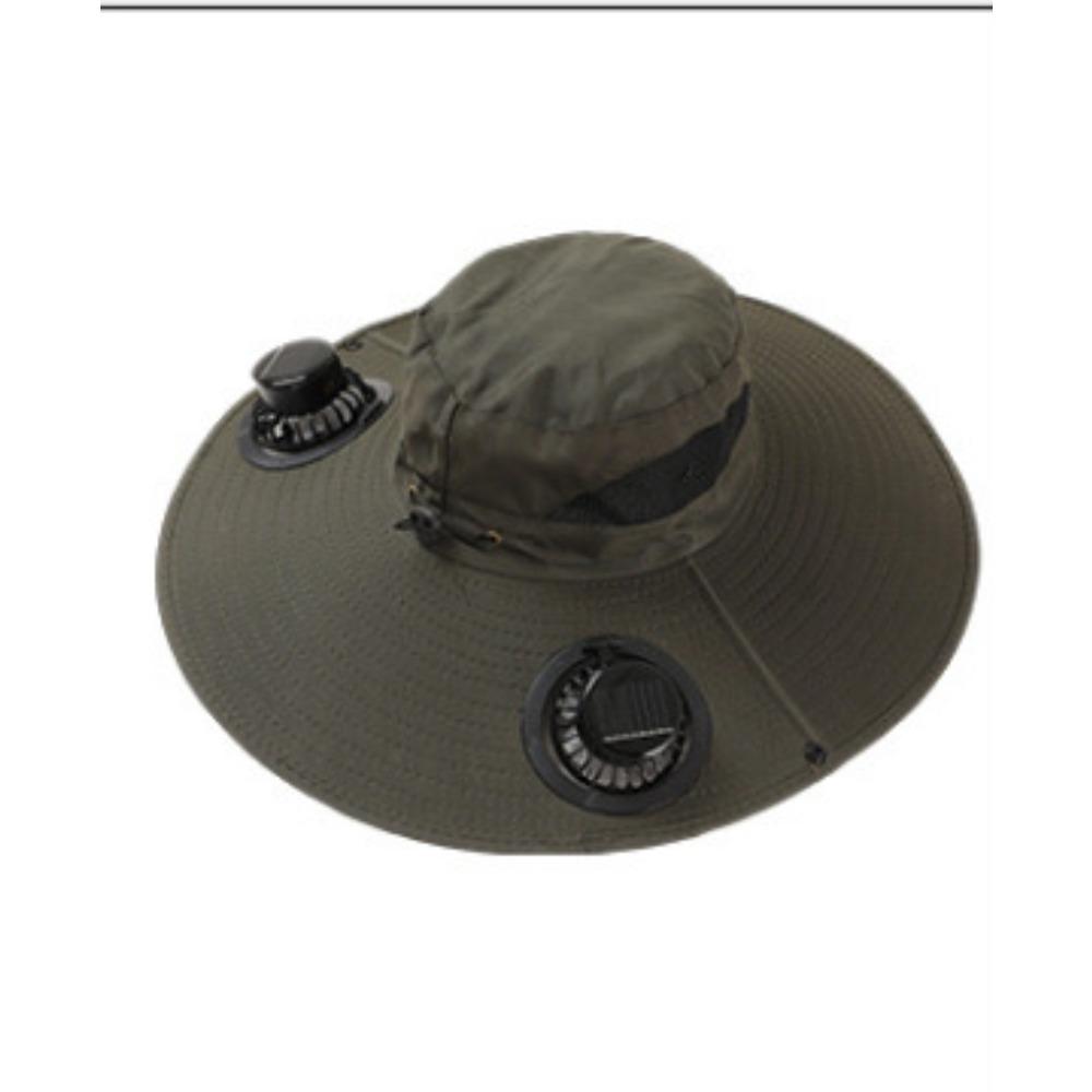 UV Protection Solar Fan Bucket Hat, Outdoor Fishing Sun Protection Cooling Fisherman Cap