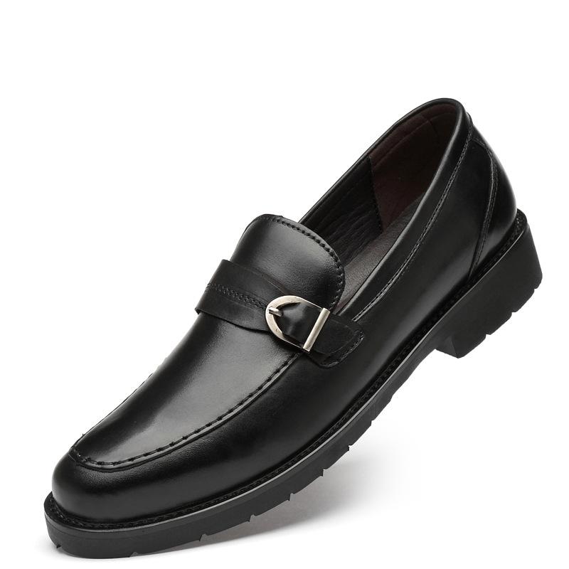 

Мужские кожаные туфли в стиле бизнес-кэжуал Мужские маленькие черные туфли на мягкой подошве Кожаные туфли Doudou с мягкой лицевой частью Британские трендовые туфли Мужские туфли для платья 35