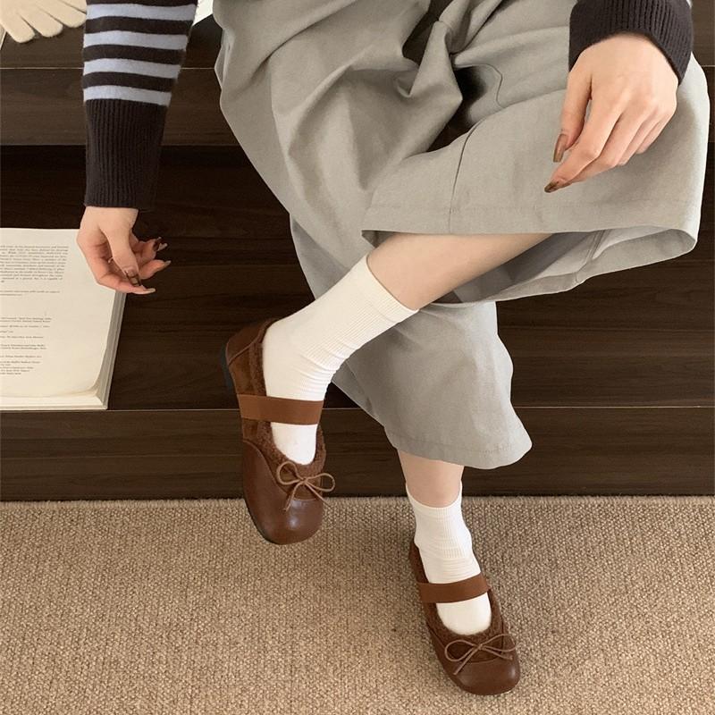 French Mary Jane Small Leather Shoes Women's Autumn and Winter Skirt Single Shoes Small Fragrant Flat Bean Loafers