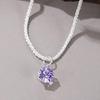 Cubic Zirconia Necklace Women Faux Necklace Dainty Sparkling Diamond Pendant Short Necklace Clavicle Chain Jewelry Gift
