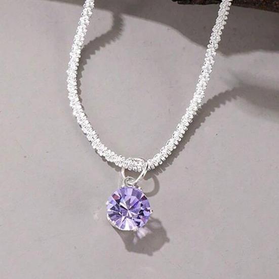 Cubic Zirconia Necklace Women Faux Necklace Dainty Sparkling Diamond Pendant Short Necklace Clavicle Chain Jewelry Gift