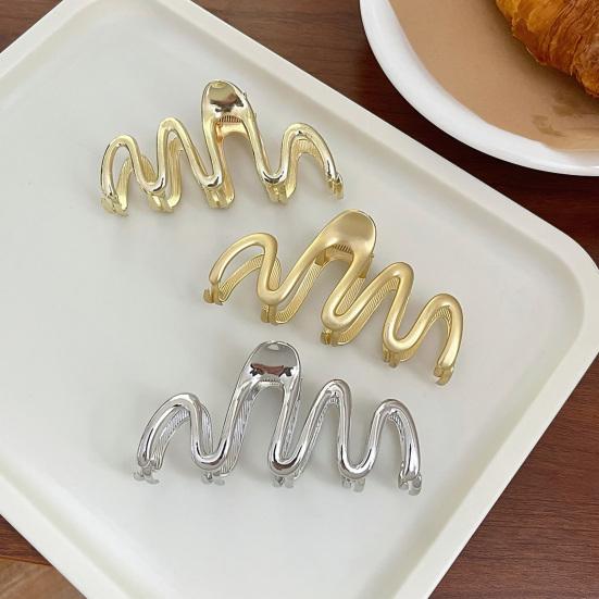 Haarklammer im französischen Stil mit gekreuzten Zähnen, Federdesign, enge, unregelmäßige Wellenform, große Haarspange