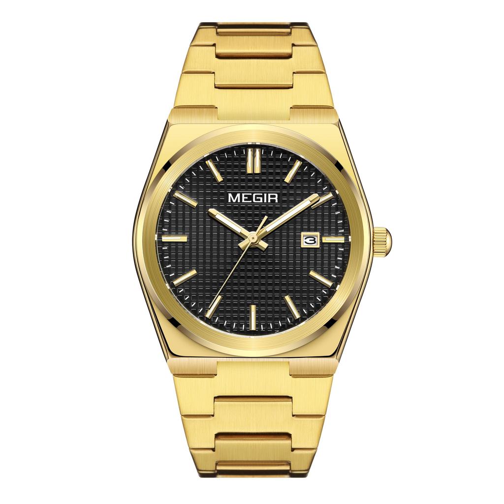 Megir Luxus Business Uhren für Herren Edelstahlarmband Wasserdicht Leuchtend Kalender Herren Quarz Armbanduhr Uhr Reloj Hombre 1086