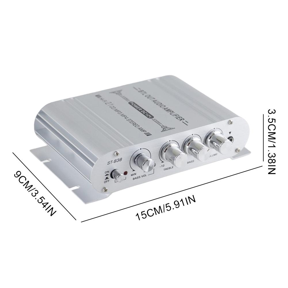 2.1 Channel HiFi Audio Amplifier with Subwoofer Output Stereo Bass Sound Amplifier 20Wx2+40W 12V for Home Car Meeting Theater