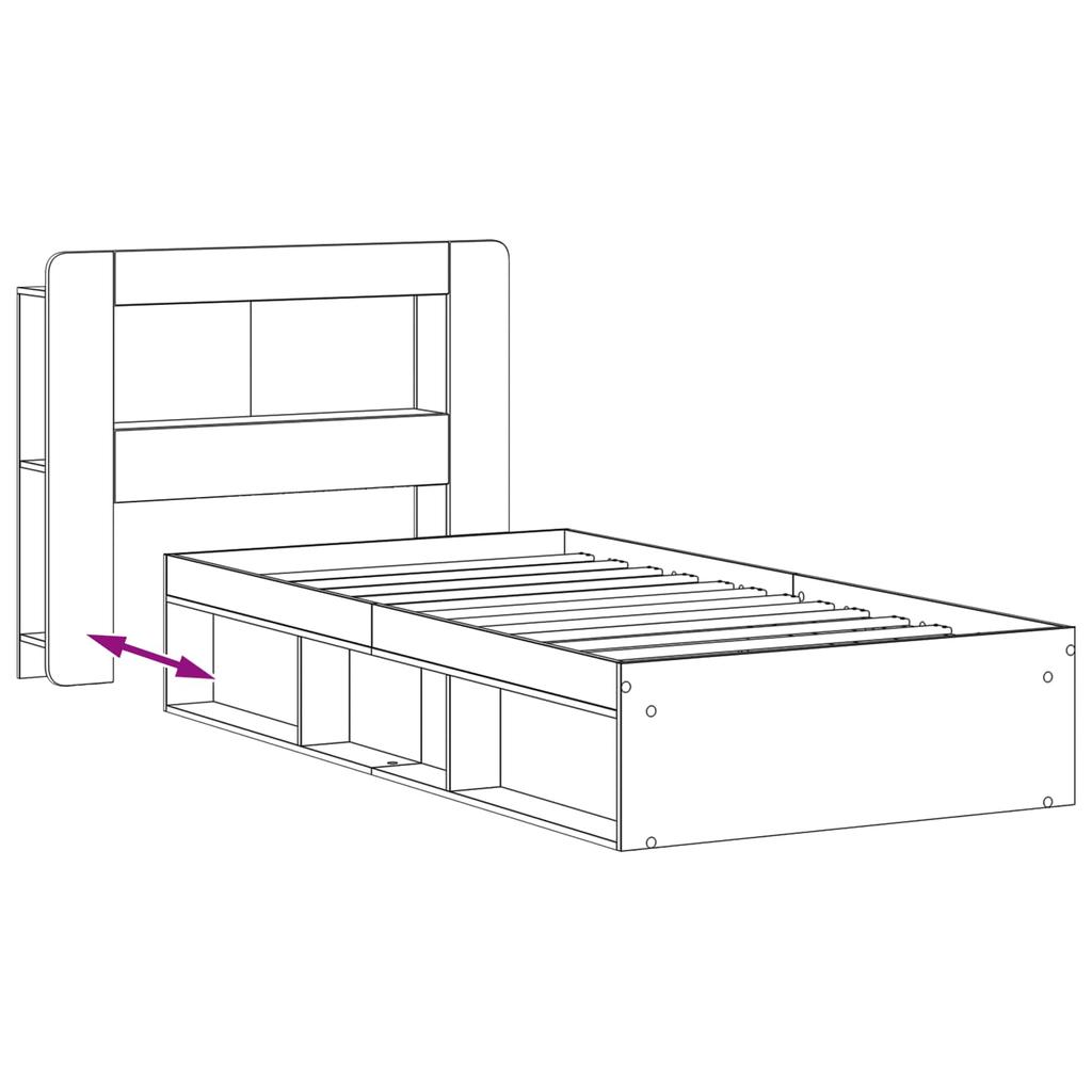 Bed Frame with Storage and Headboard Artisan Oak Finish 75 x 190 cm
