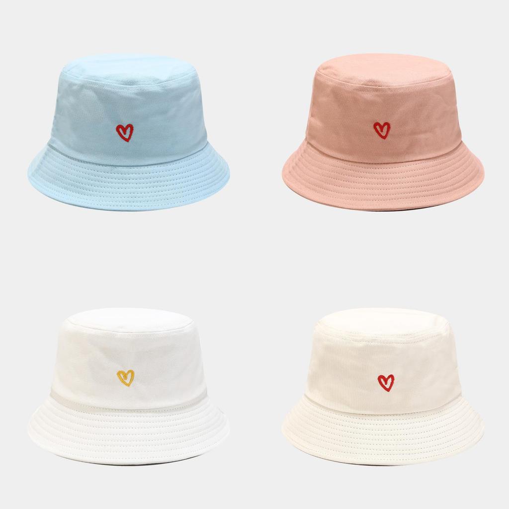 Summer Sun Protection Cotton Embroidered Bucket Hat For Women Casual Outdoor Fashion