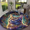 1pc Cosmic Cat Carpet for Room Floor Mat, Comfortable Office Chair Printed Round Rug, Beautiful Hotel Rug