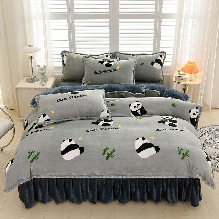 2025 Milch-Samt-Flanell 4-teiliges Set: Bettbezug aus Korallenfleece Klasse A