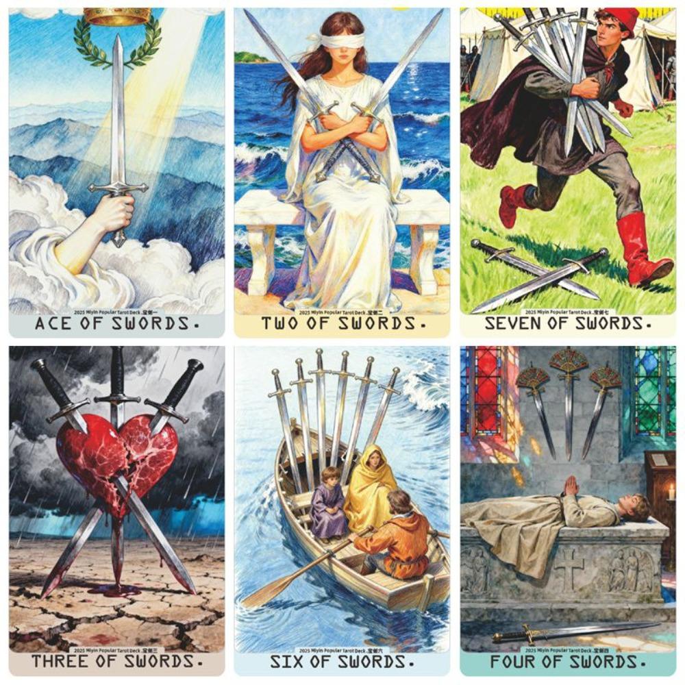 Tarot: Exquisite Painterly Illustration Deck - 78 Pcs Art Divination Cards 10.3*6cm - Tarot Gift Set for Witches