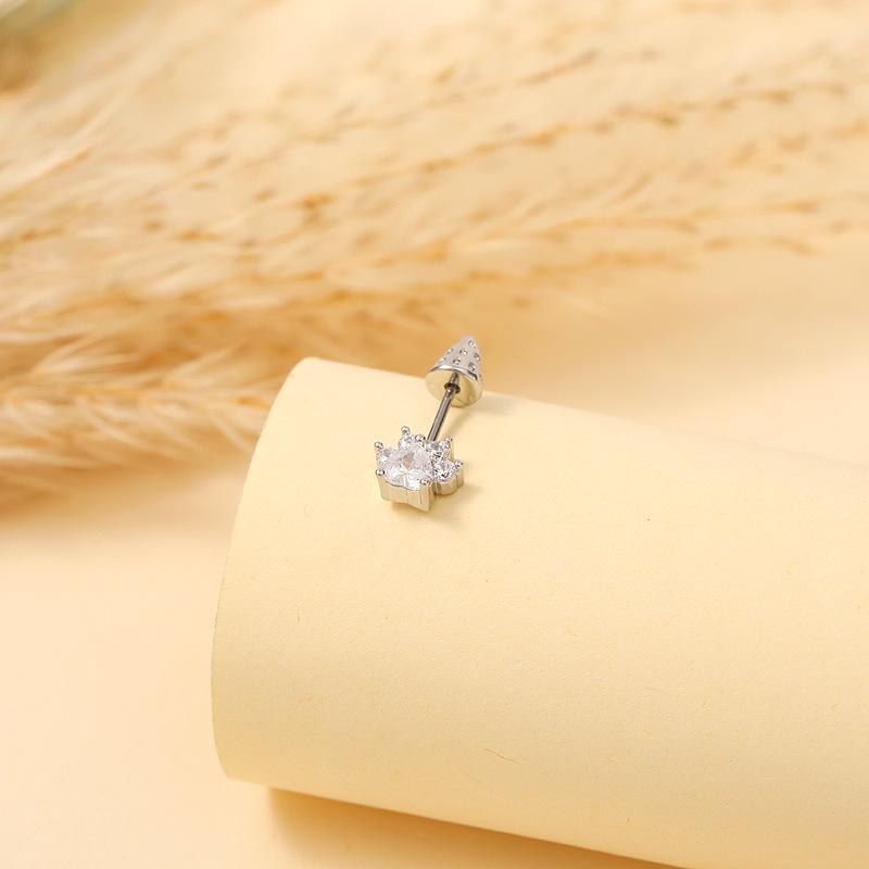 Micro-Pave Cat Claw Zircon Cartilage Stud Earrings - Trendy Stackable Piercing Jewelry for Girls