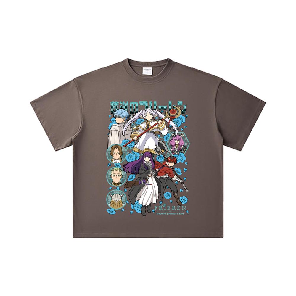 260 GSM Double Yarn 32 Count 100% Cotton Frieren V1 Print Unisex Heavy Cotton T Shirt