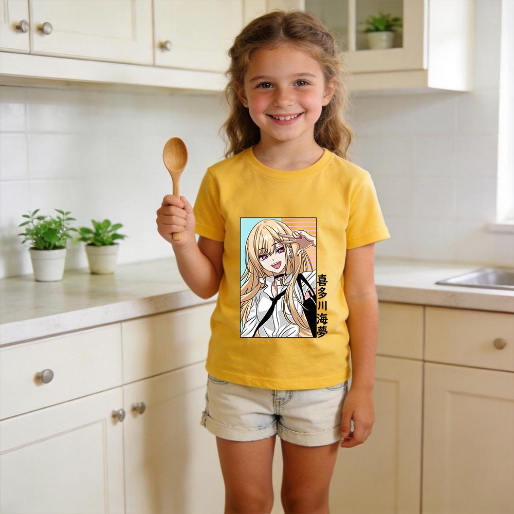 Cotton Kids T Shirt My Dress Up Darling Marin Kitagawa Anime Print Short Sleeve Tee for Boys Girls Summer Clothes