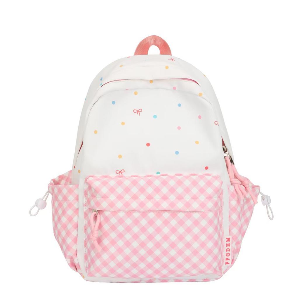 Schulrucksack1011 neuer süßer kontrastfarbener Rucksack Damen kleiner frischer gepunkteter Rucksack Größe Mittel- und Oberschüler Schultasche
