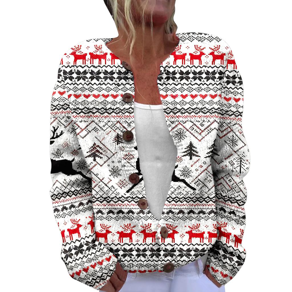 LLL-YK01 Christmas Crew Neck Cardigan Sweater 3D Printing