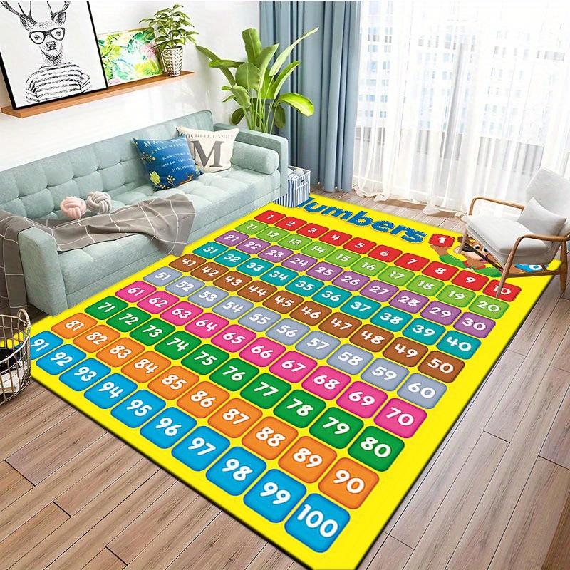 

Colorful Numbers 1-100 Crystal Velvet Mat,Durable Polyester Rug for Home Office Kitchen Bathroom Outdoor with Yellow Grid Design 40x60cm