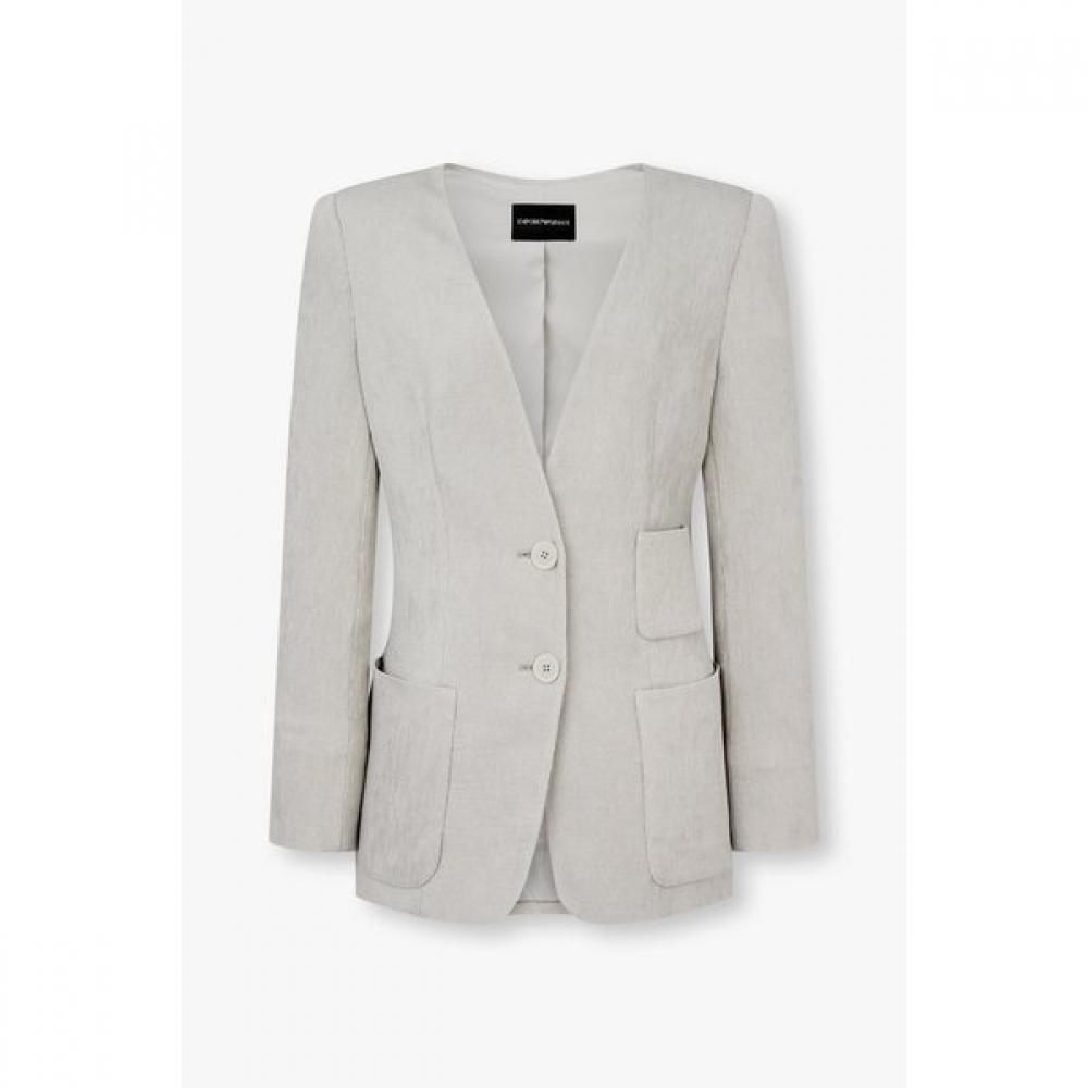 

Emporio Armani 25 S S Women Ribbed No Collar Jacket 44