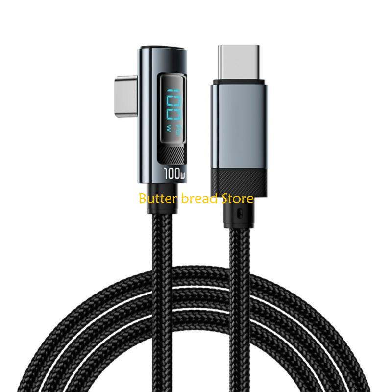 W89C LED Display USB C Cable Bendable USB C Cable for Quick Charging & Data Transfer