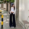 American double-button micro-pull jeans women's autumn and winter new low-rise loose wide-leg thin versatile flared pants