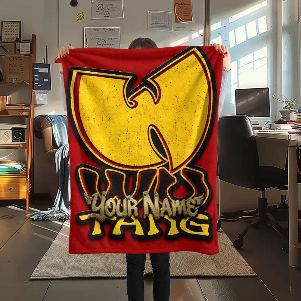1PC Custom Name Wu-Tang Clan Patterned Flannel Blanket Suitable For All Seasons for Home Decor Warmth and Comfort Gifts Holiday Present -HE227