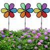 6 Stück Blumen-Windrad Bunt Regenbogen Rasen-Windrad Garten-Windmühle Gartenhof Outdoor-Dekoration