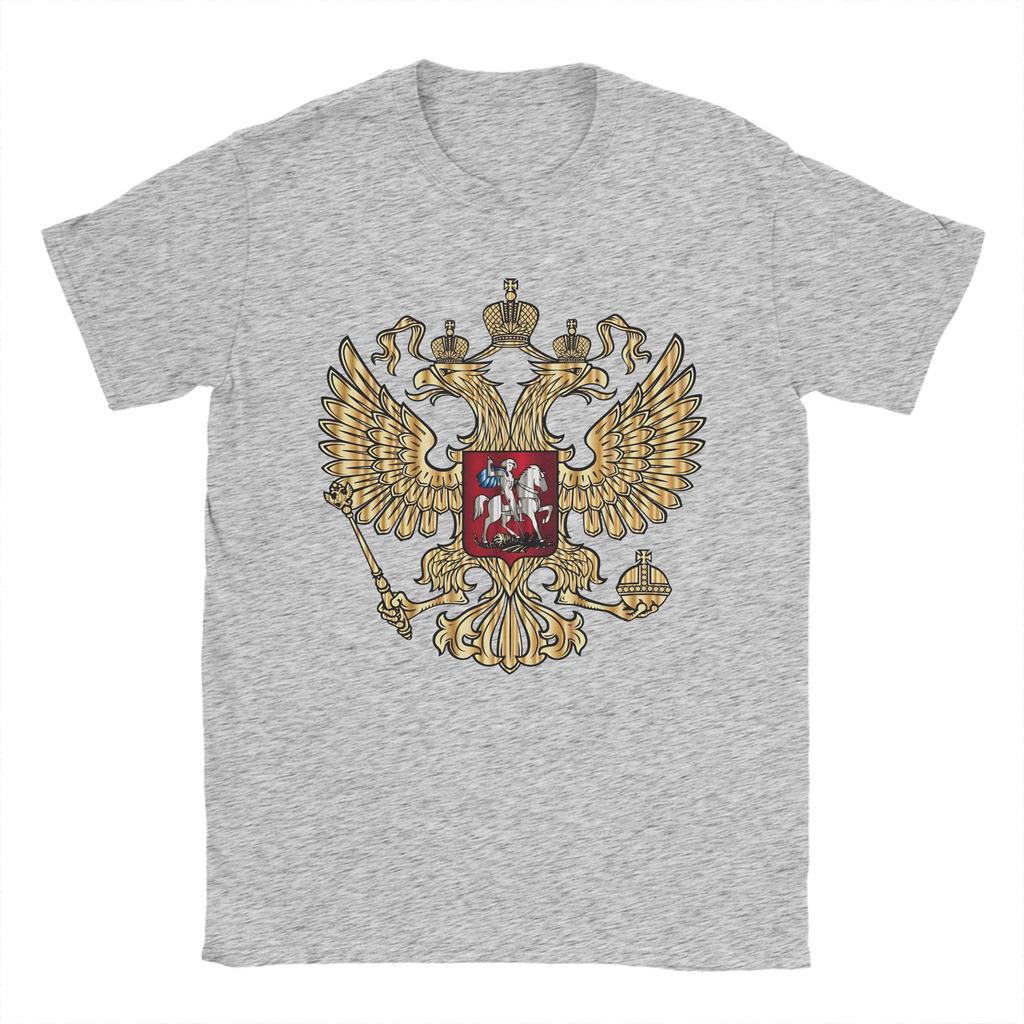 Russian Coat of Arms TShirts Men Russia Emblem Novelty Pure Cotton Tee Shirt Crew Neck Short Sleeve T Shirts Printed Tops