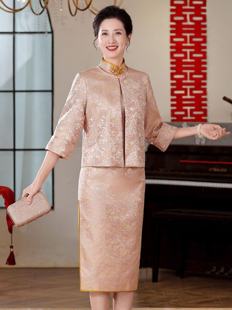 Elegant Retro Qipao Jacket: New Chinese Wedding Mother’s Autumn/Winter 2025 Top (Style 60671)