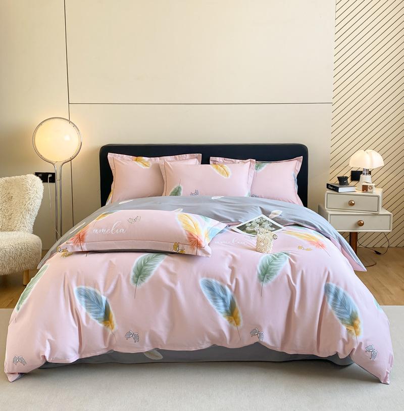 

High End 100% Cotton Flower Bedding Sets High Quality Pure Cotton Skin Friendly Flat Sheet Set Cozy Queen Double Bedclothes 1.5-1.8m 4pcs set