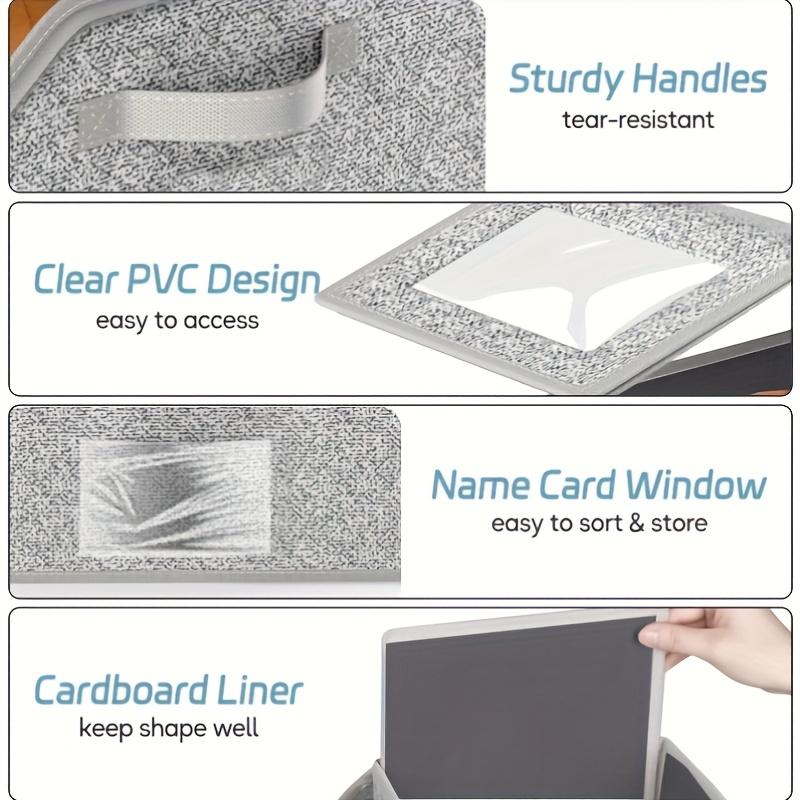 1pc Large Capacity Foldable Fabric Hat Box, Dual Handles & Clear Viewing Window, Portable Organizer for Baseball Caps, Underwear, Bras, Towels