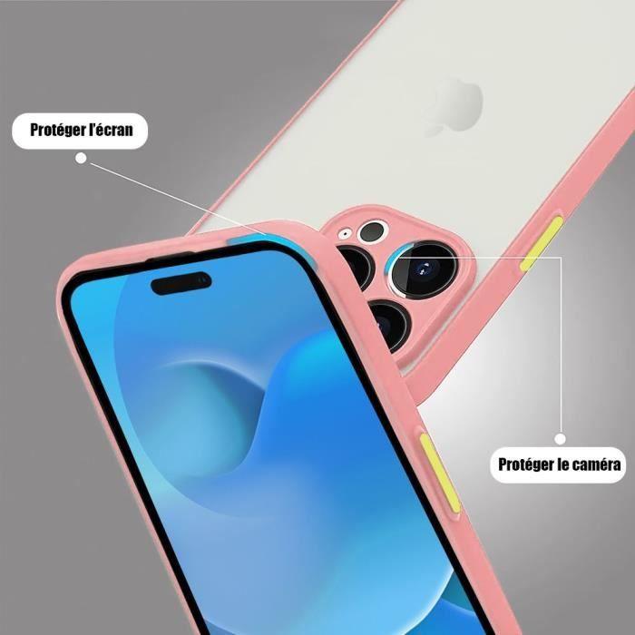 Protective Case - E.F.CONNECTION - for iPhone 14 Pro - Matte Pink Silicone - 2 Tempered Glasses - Shockproof