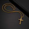 Stainless Steel Jesus Cross Pendant Necklace Fashion Gold Silver Color Christian Necklace Religion Prayer Faith Jewelry for Men