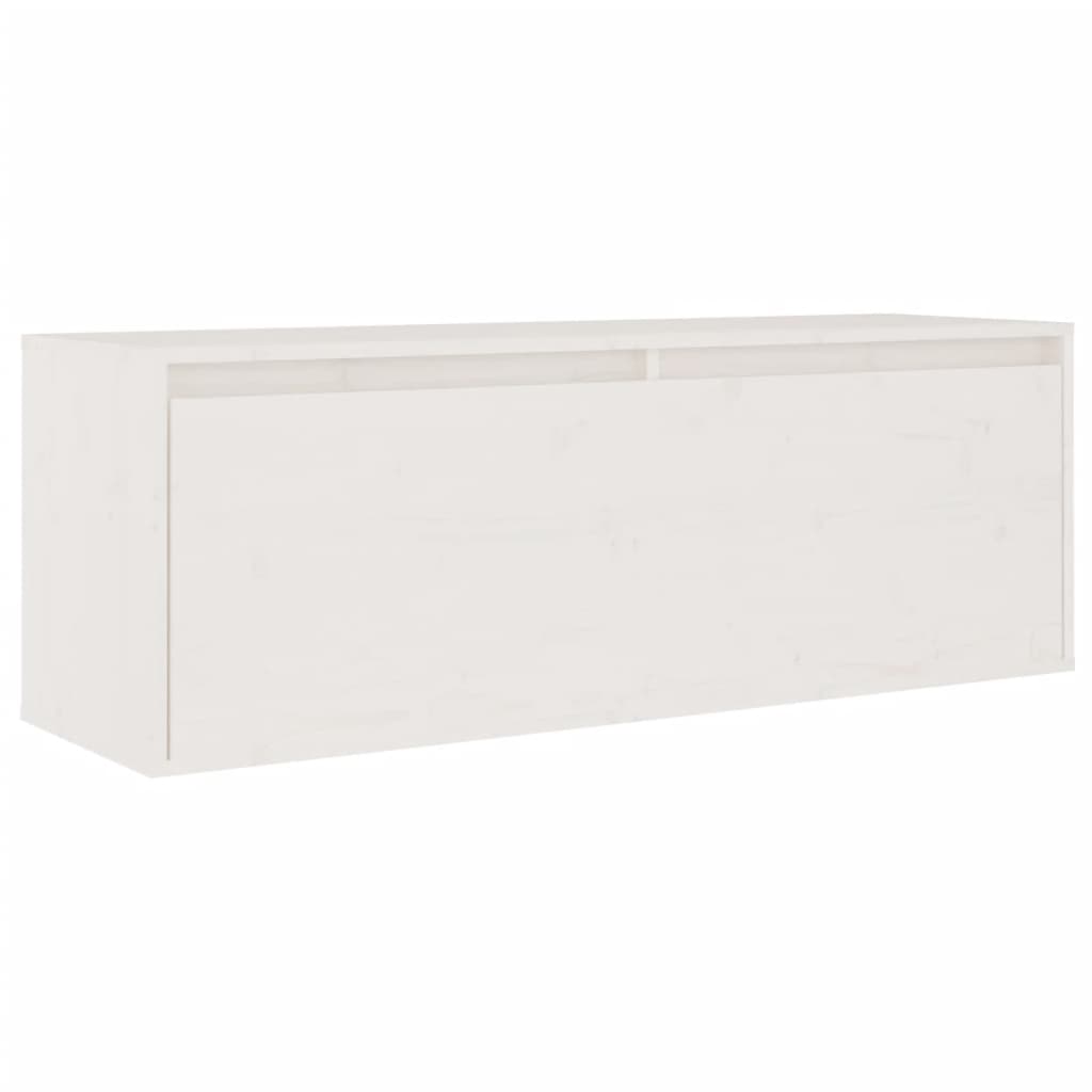 TV Cabinets Set of 2 White Solid Pine Wood