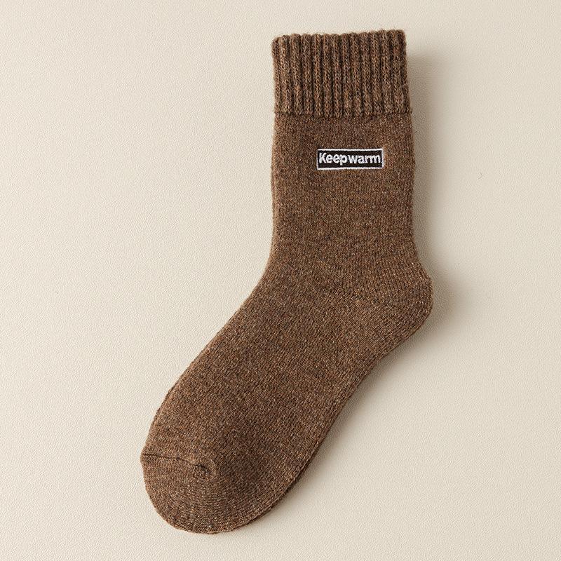Wool Socks Children'S Medium Tube Socks Season Warm Plush Thickened Terry Socks Embroidered Letters Winter Super Thick Stockings