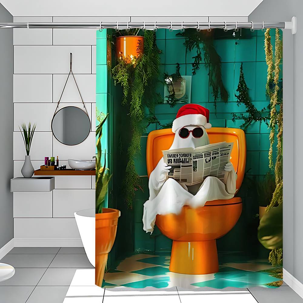 Bathroom Cat Reading On Toilet Waterproof Fabric Shower Curtain Bathroom Decoration Curtain Home Hawaiian Style Shower Curtain
