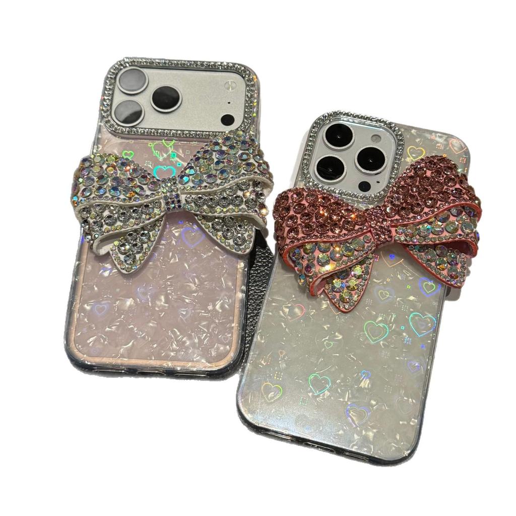 Large Shell Pattern Rhinestone Butterfly Case for Apple 17PROMAX & 16/12 - Cute & Simple