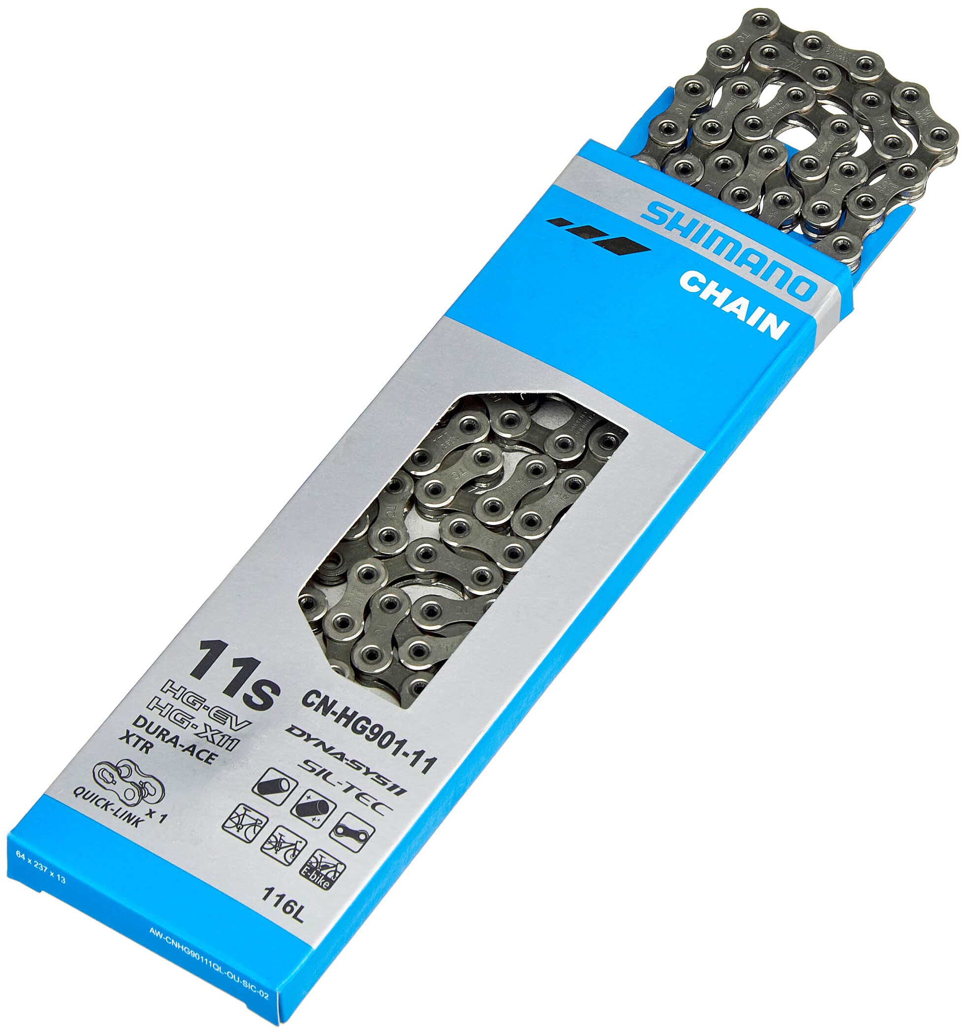Shimano bicycle 116 includes quick CN-HG901 chain, 11-speed compatible, links, SM-CN900-11 (11-speed link).