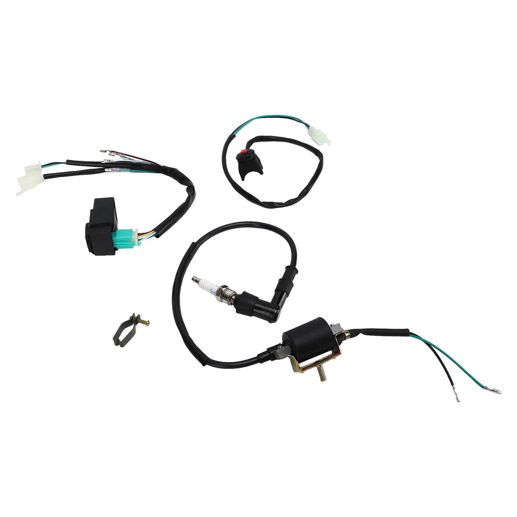 Kick Start Engine Wiring Harness CDI Box Spark Plug Ignition Coil Handle Switch Loom Kit for 50cc