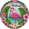 Retro Pink Flamingo Tin Sign 8x8 Inch Metal Wall Art Living Room Decor