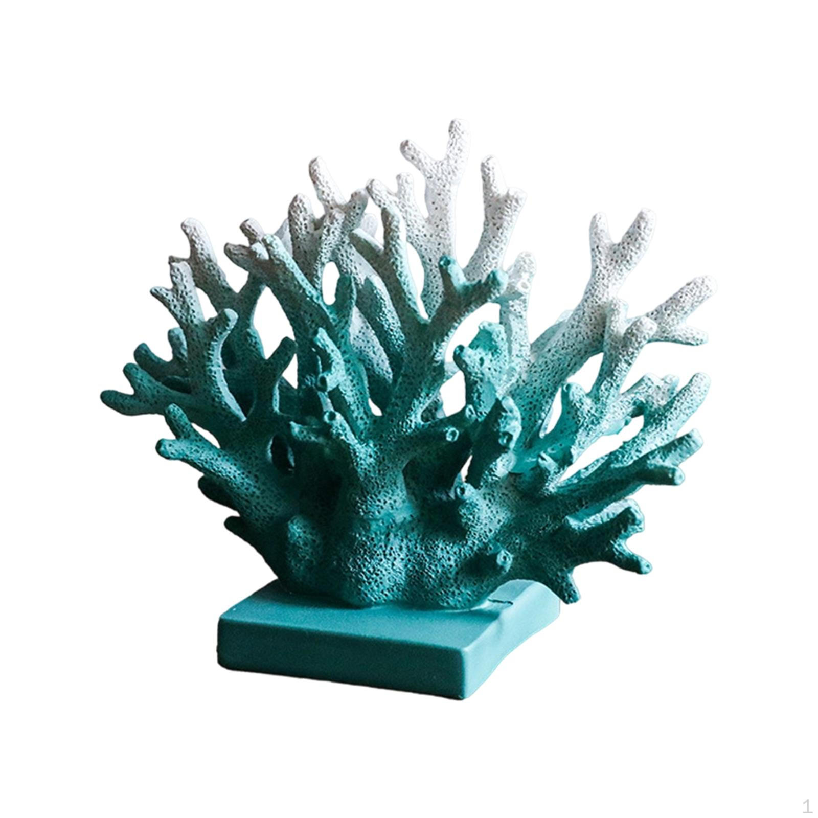 

Artificial Coral Statue Nautical Resin Sculpture Decor Ornament with Retro Layered Design Suitable Blue 18cmx15cm