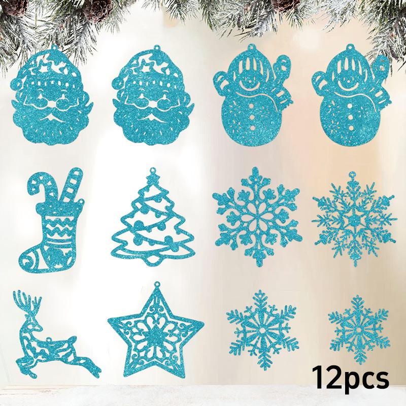 20Pcs Christmas Tree Decoration Hanging Ornaments Tree Snowman Reindeer Santa Snowflake Ornaments for New Year Winter Party