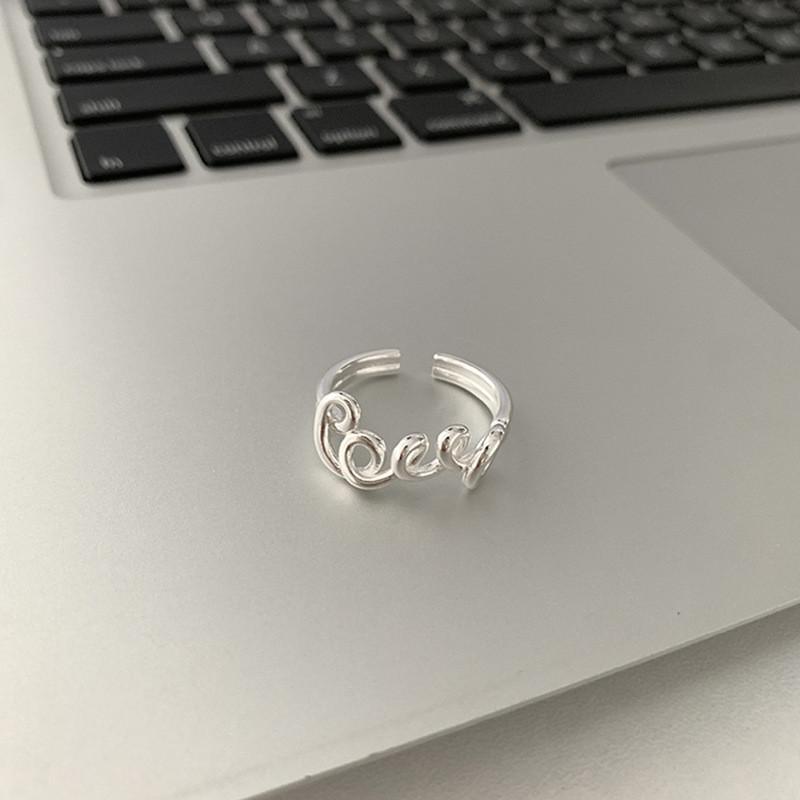 

Trendy Adjustable Copper Ring With Unique Irregular Letter Design For Women